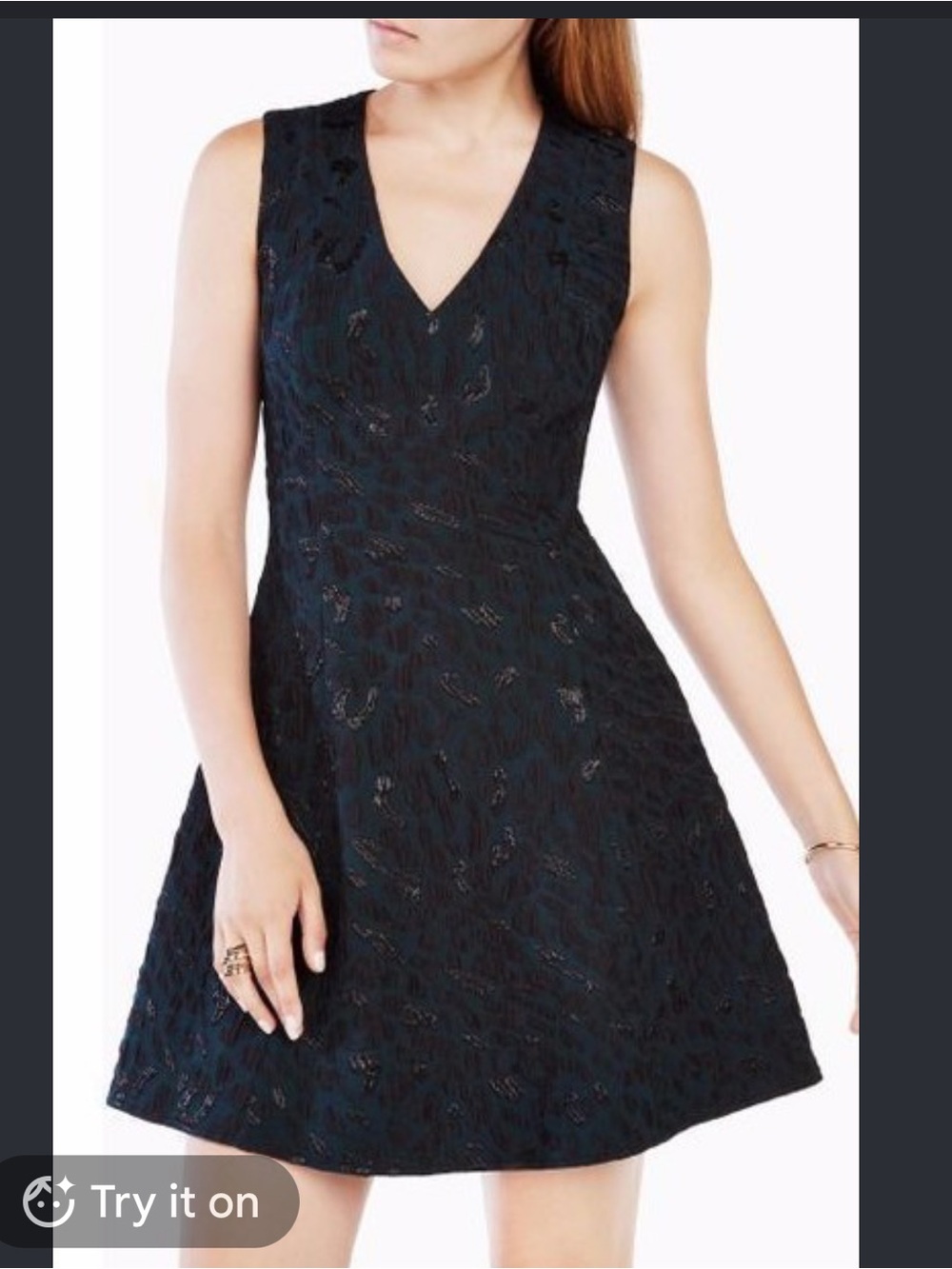 BCBGmaxazria Hanelli Dress Jacquard V-Neck Cocktail Dress